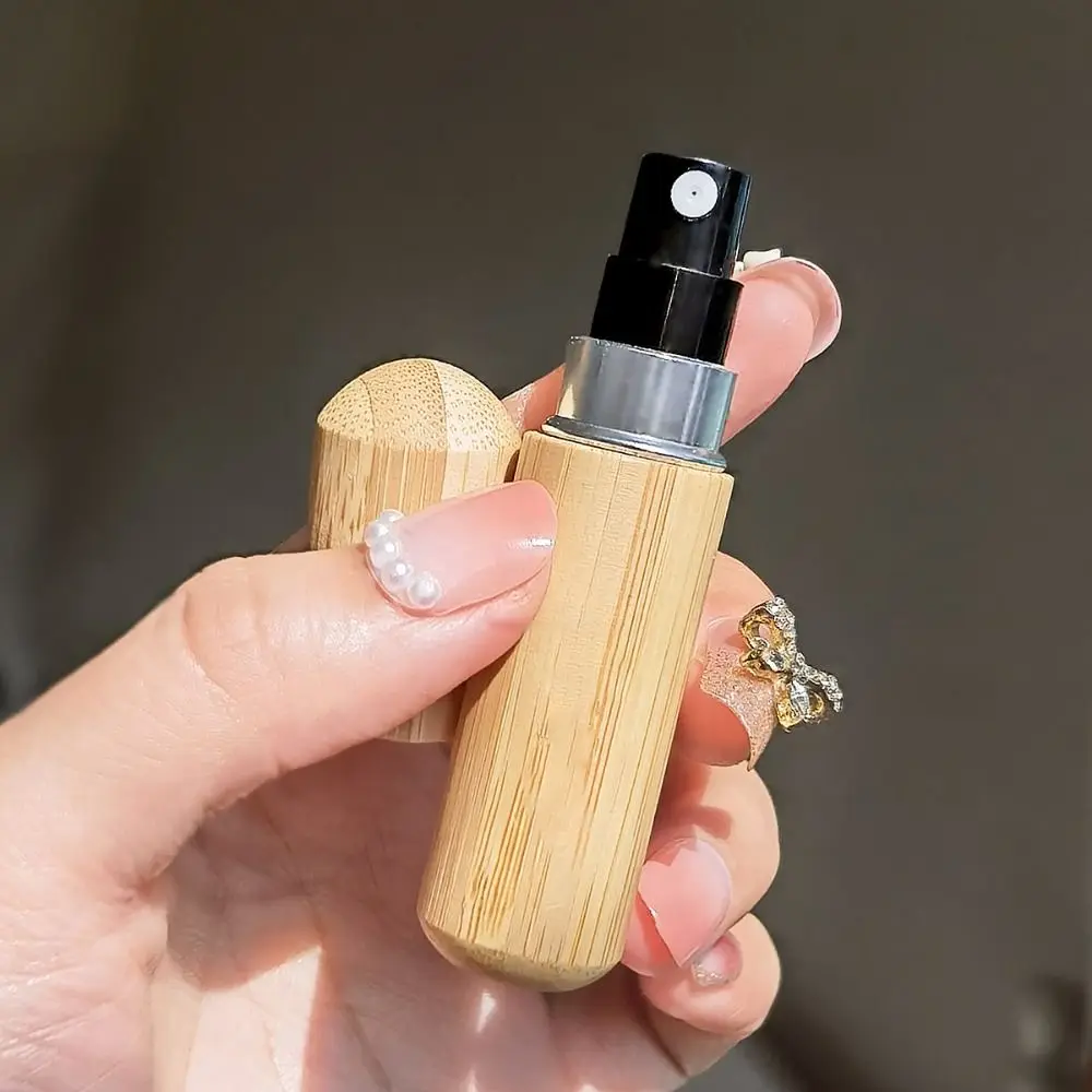 5/8ML Refillable Perfume Bottle New Wood Bottom Filling Liner Portable Atomizer Mini Bamboo Spray Bottle Travel