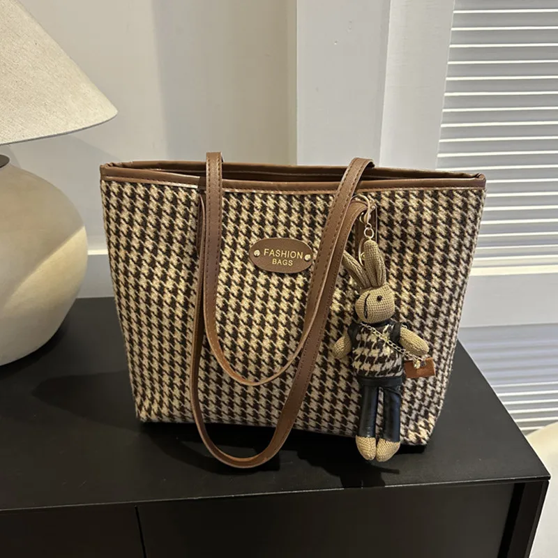 Elegante bolso de hombro para mujer, con rejilla Mil Pájaros y gran capacidad, estilo extranjero