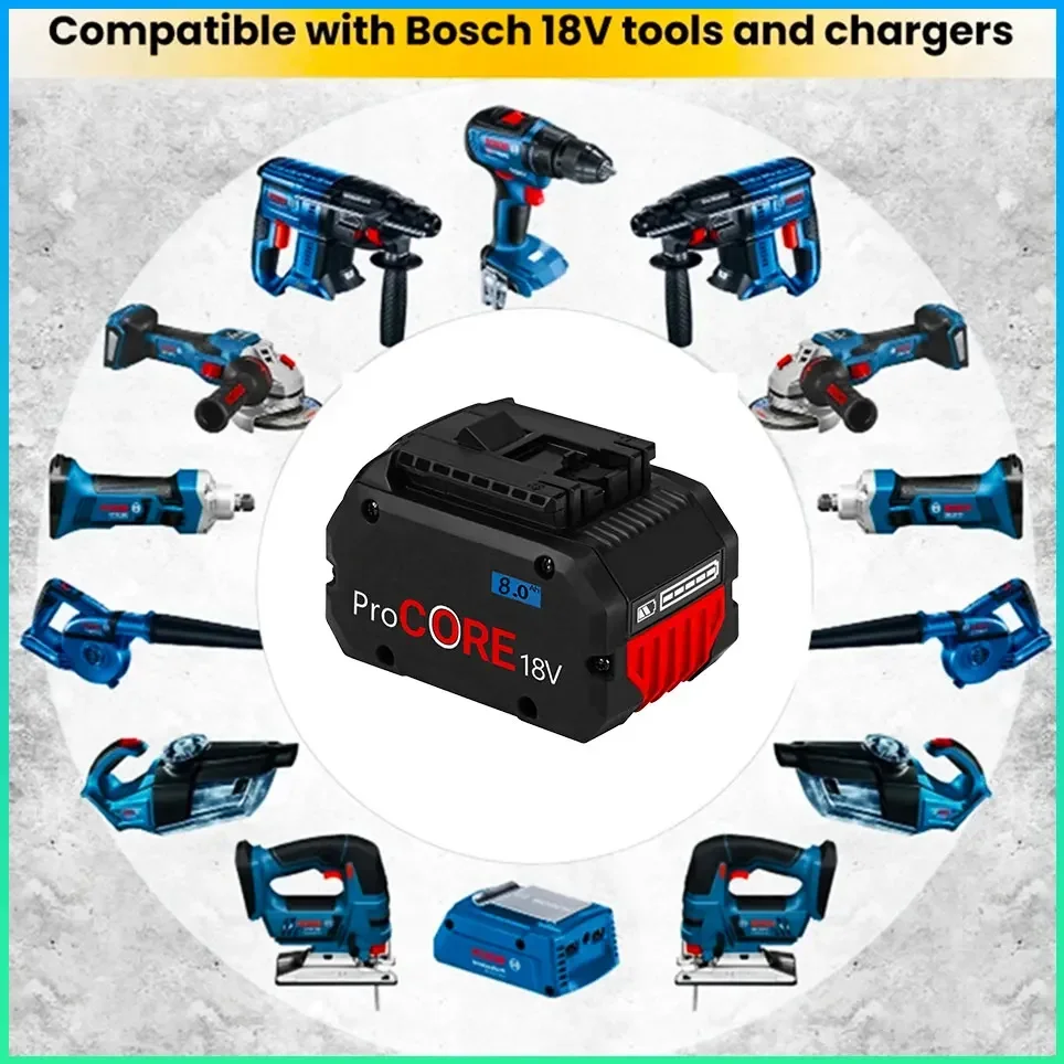 For Bosch 18V 8.0AH 6.0AH 10.0AH Professional Cordless Tool BAT609 BAT618 GBA18V80 21700 Battery ProCORE Replacement Battery