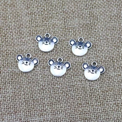 20 Pieces 15*16mm Antique Silver Color Cute Mouse Charms Pendant Accessory For DIY Jewelry Making