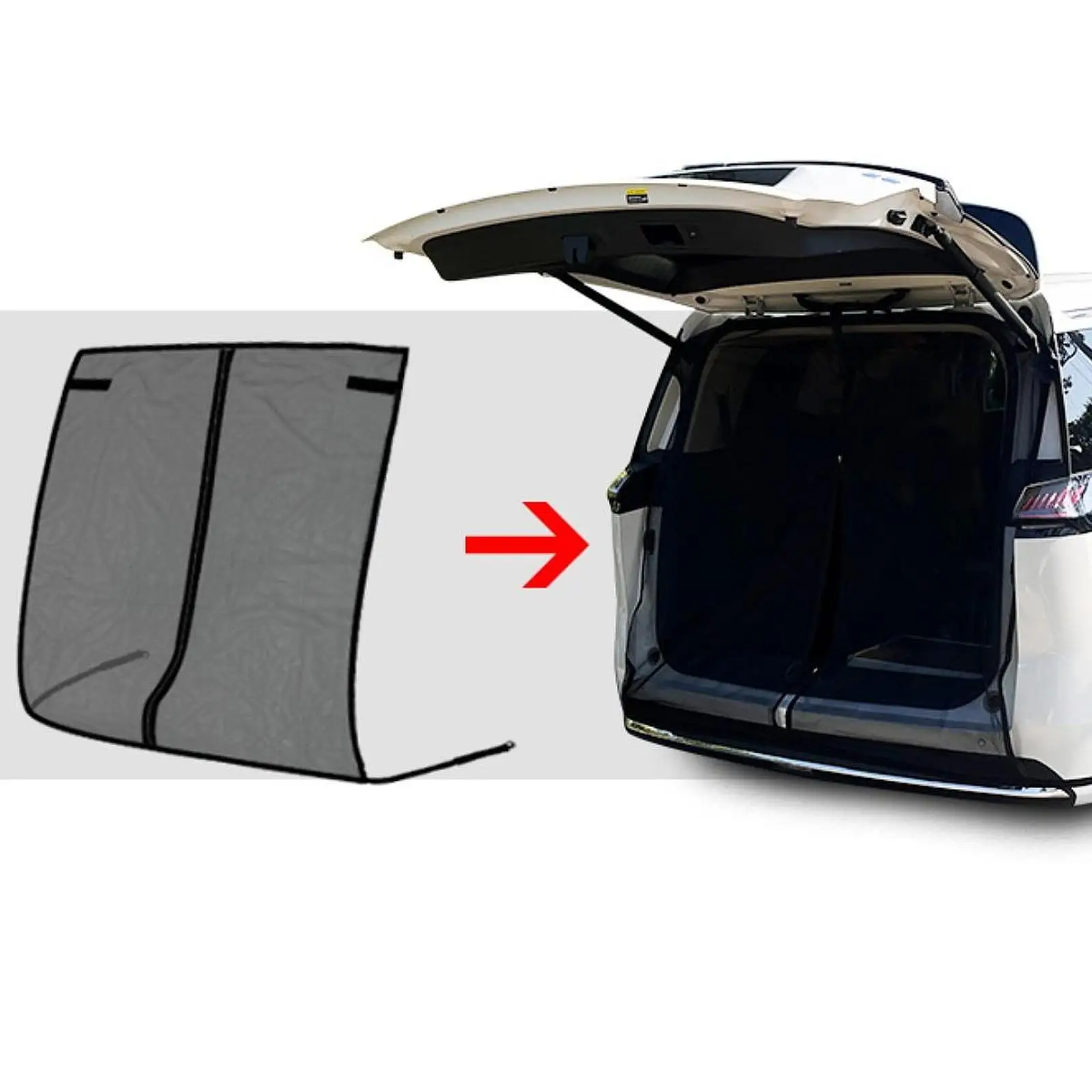Malla de malla transpirable con cremallera para portón trasero de coche, para maletero de SUV, camping, pícnic, pesca