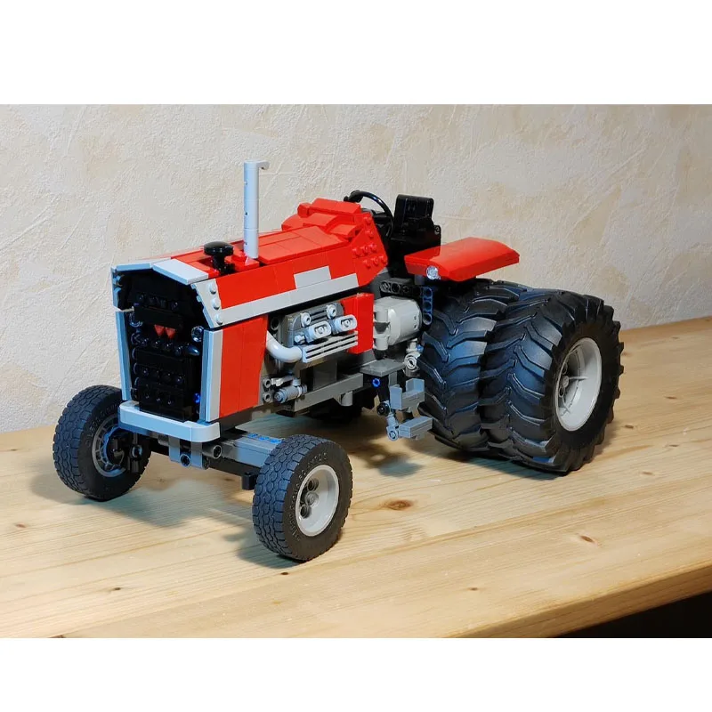 Modèle de bloc de construction de camion rouge cargo classique MOC-139649, 981 pièces, jouet cadeau pour garçons et enfants pour anniversaire et noël