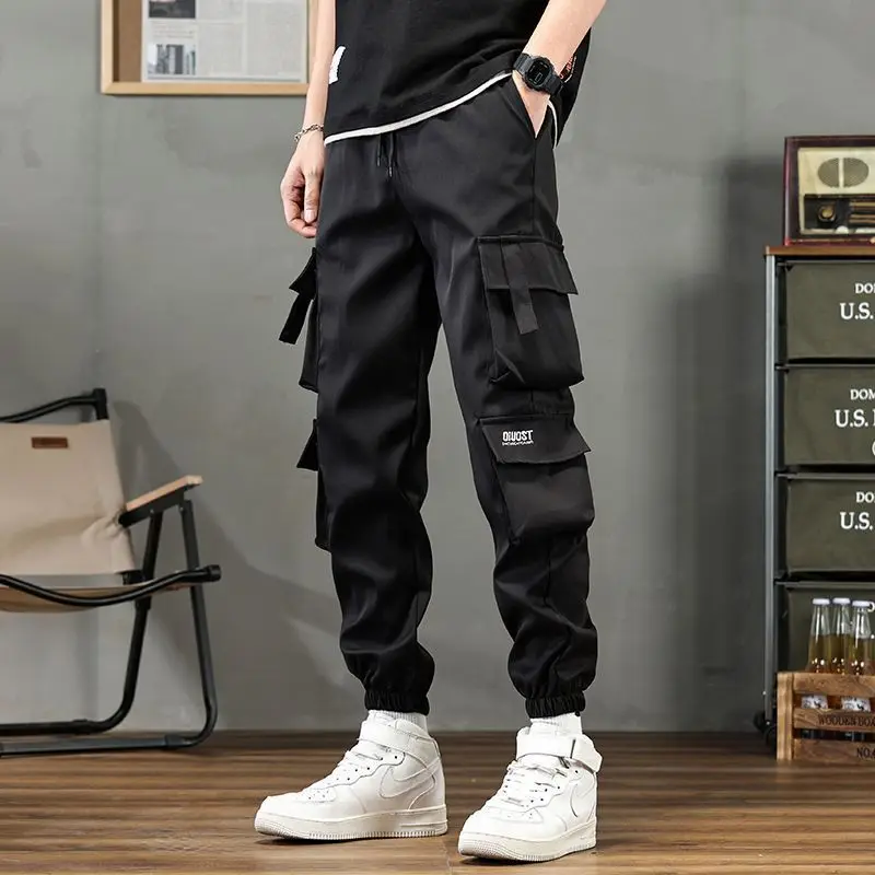 

Men's Spring Summer Retro Multi-pocket Feet Casual Wear-resistant and Dirty-resistant Construction Site Welding Work Trousers