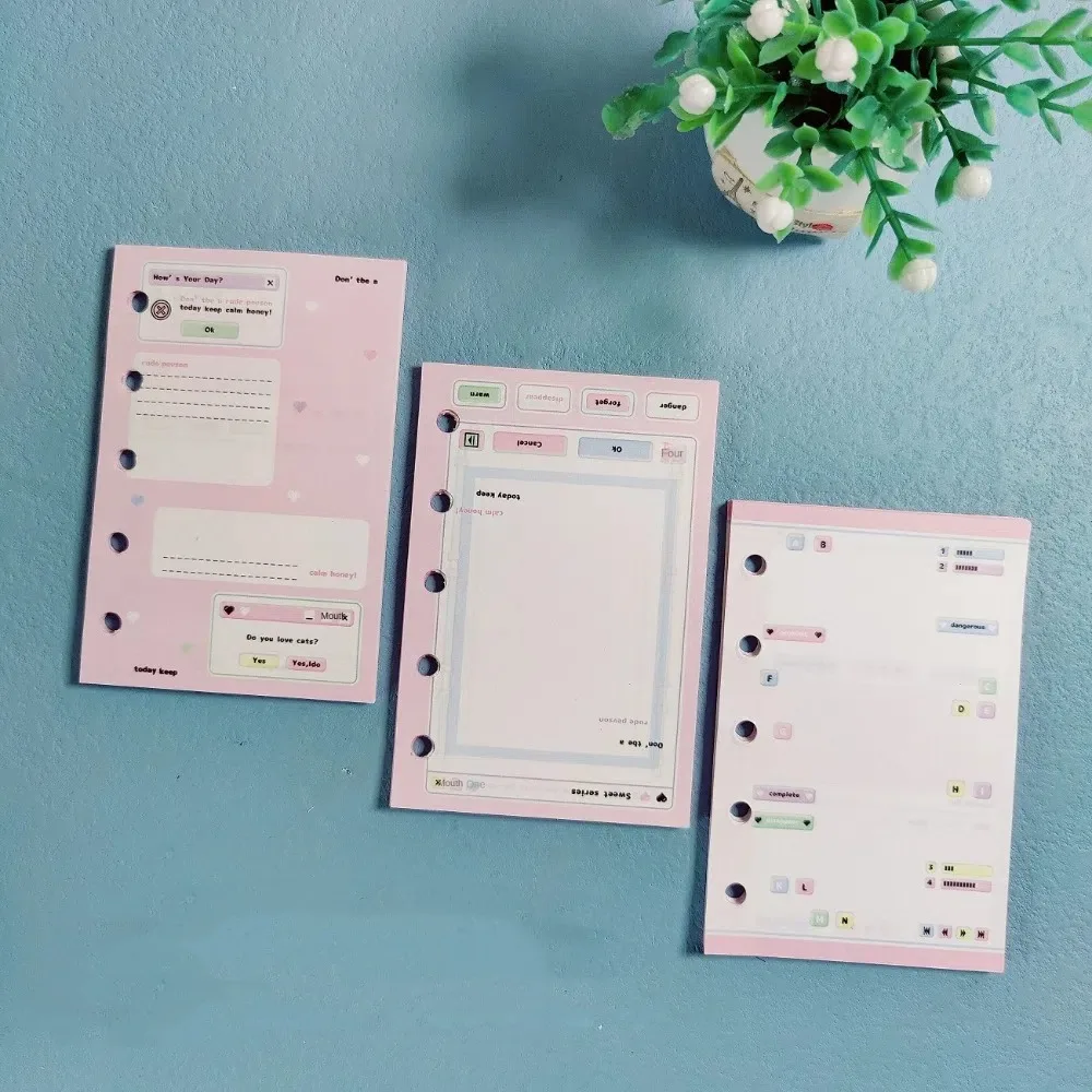 

5 Hole M5 A8 Loose Leaf Refill Paper 60Sheets Y2K Inner Refill Spiral Binder Paper To Do List Paper Stationery