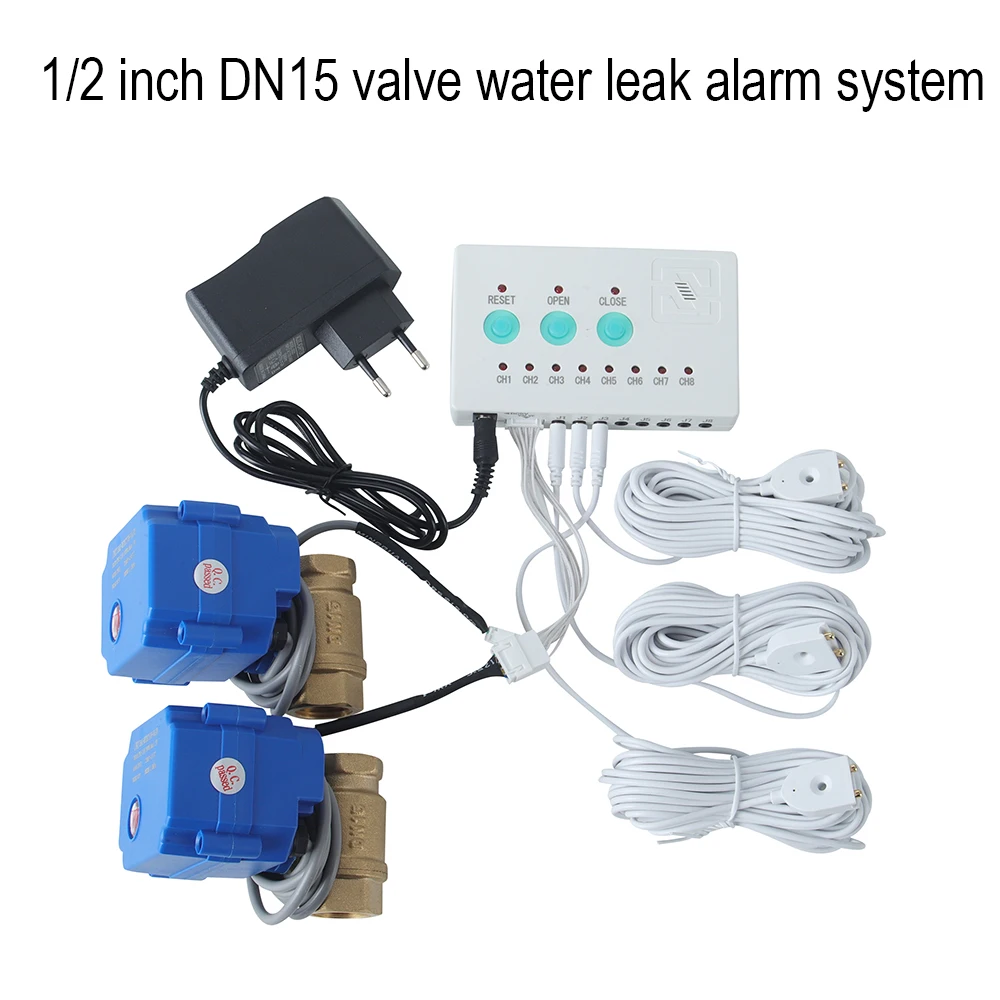 

Ships from Russia Home Alarm 1/2" DN15 Motorized Valve Water Leak Detection System & 3pc 6M Water Sensor for Pipe Leak Leak Stop