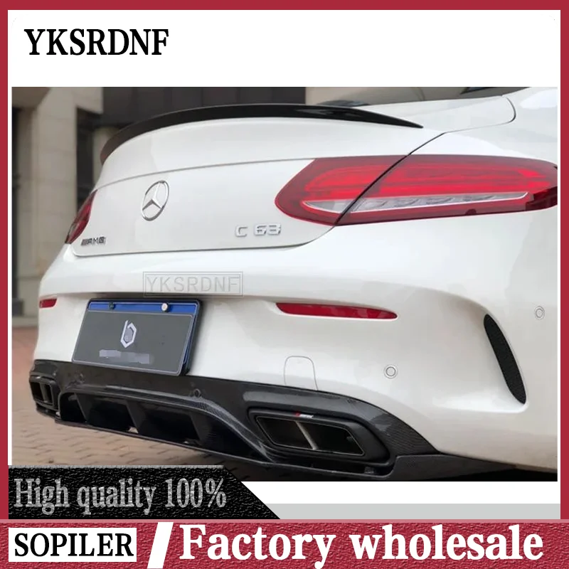 For Mercedes C Class W205 Coupe Spoiler Carbon Fiber Rear Trunk Spoiler wing C200 C250 C300 C180 C350  2 Door Car 2014 2015 - UP