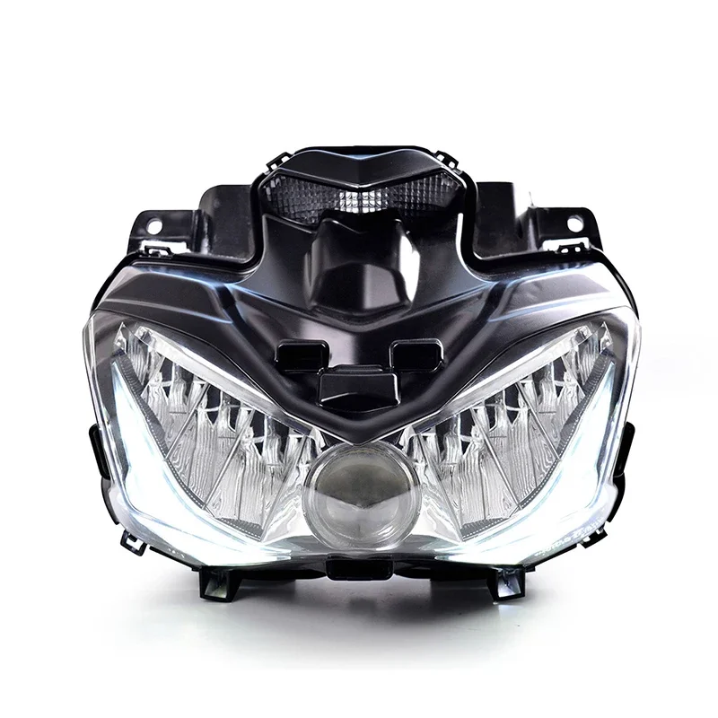 

KT мотоциклетная полностью светодиодная фара в сборе для Kawasaki Z900 2017-2019, белая передняя фара с крыльями ангела, завершена