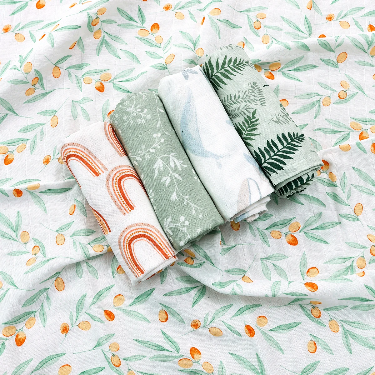5Pcs/set 60*60cm Super Soft Bamboo Cotton Muslin Blankets Infant Boy/Girl Multi-Use Feeding Burp Cloth Towel Baby Burp Cloth Set