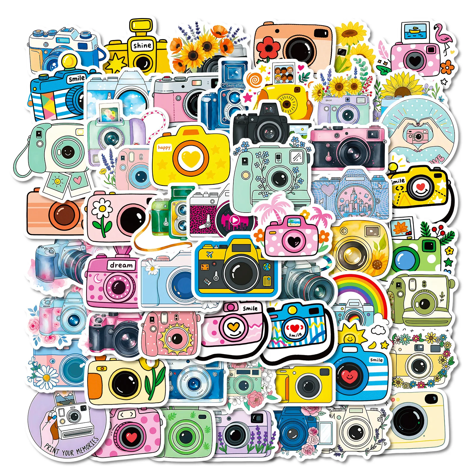 

56PCS Cartoon Camera Photography Graffiti Sticker DIY Decoration Mobile Phone Case Notebook Water Cup Toys Gifts Sticker