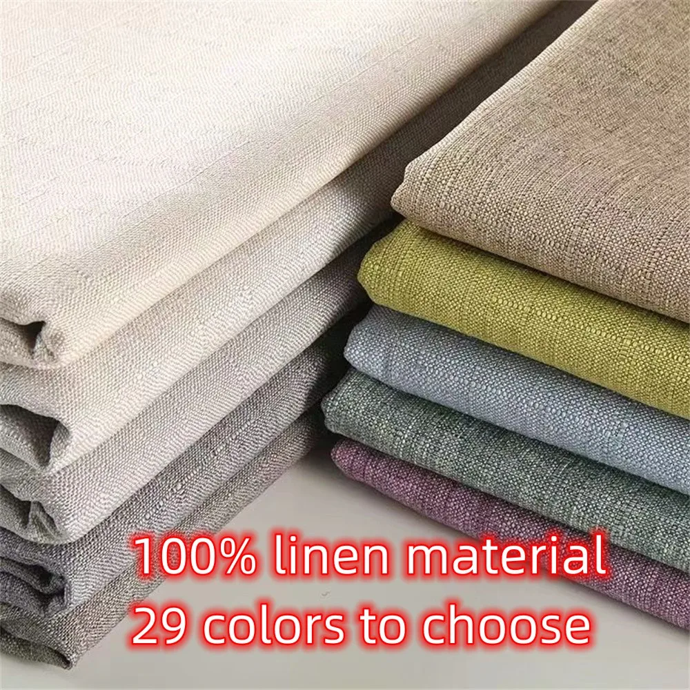 Monochrome Linen Sofa Fabric, Thickened Coating, Dustproof, Pillow Curtain, DIY Sewing Tablecloth, Cushion Fabric, 100% Linen