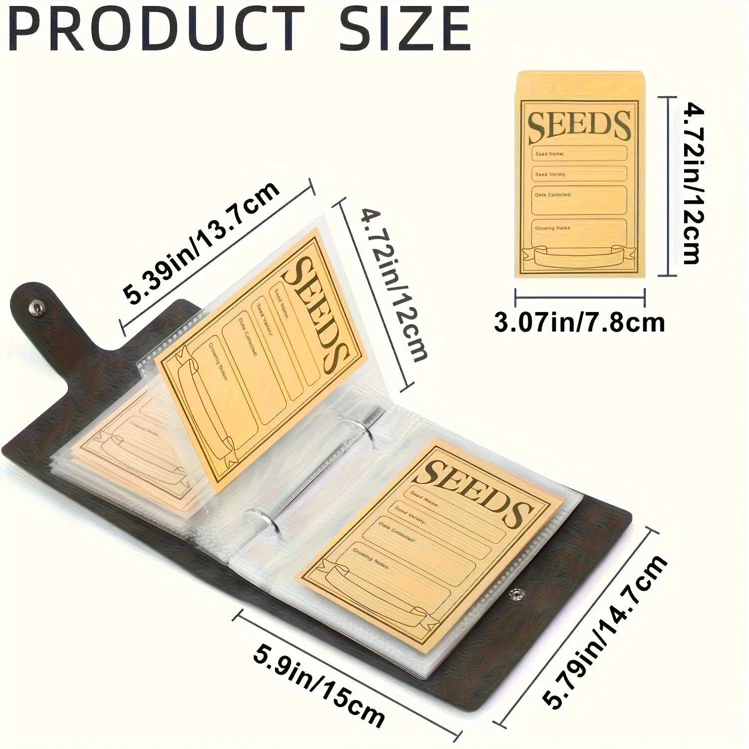 1 Set Garden Seed Storage Book, 5″ Journal with 50 Self-Sealing Seed Envelopes, Seed Packet Organizer, Seed Saver Binder