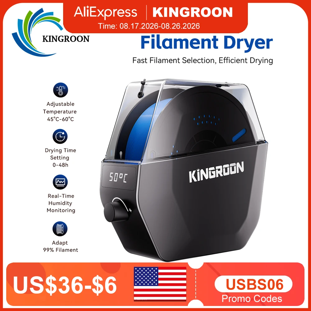 KINGROON KR-01 Filament Dryer Box for 3D Printer Filament, Filament Dry Box For PLA/PETG/TPU/ABS, Keep Filaments Dry 3D Printer Parts
