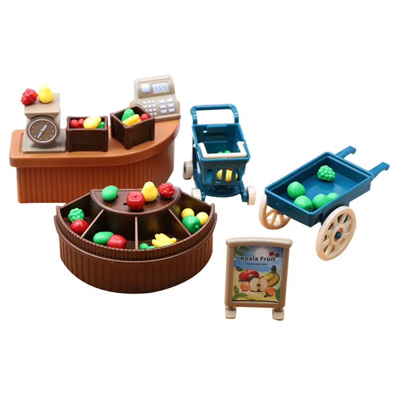 1:18 Mini Simulation Mini Fruit Shop Store Set Trolley Decoration DollHouse Children Play House Toys