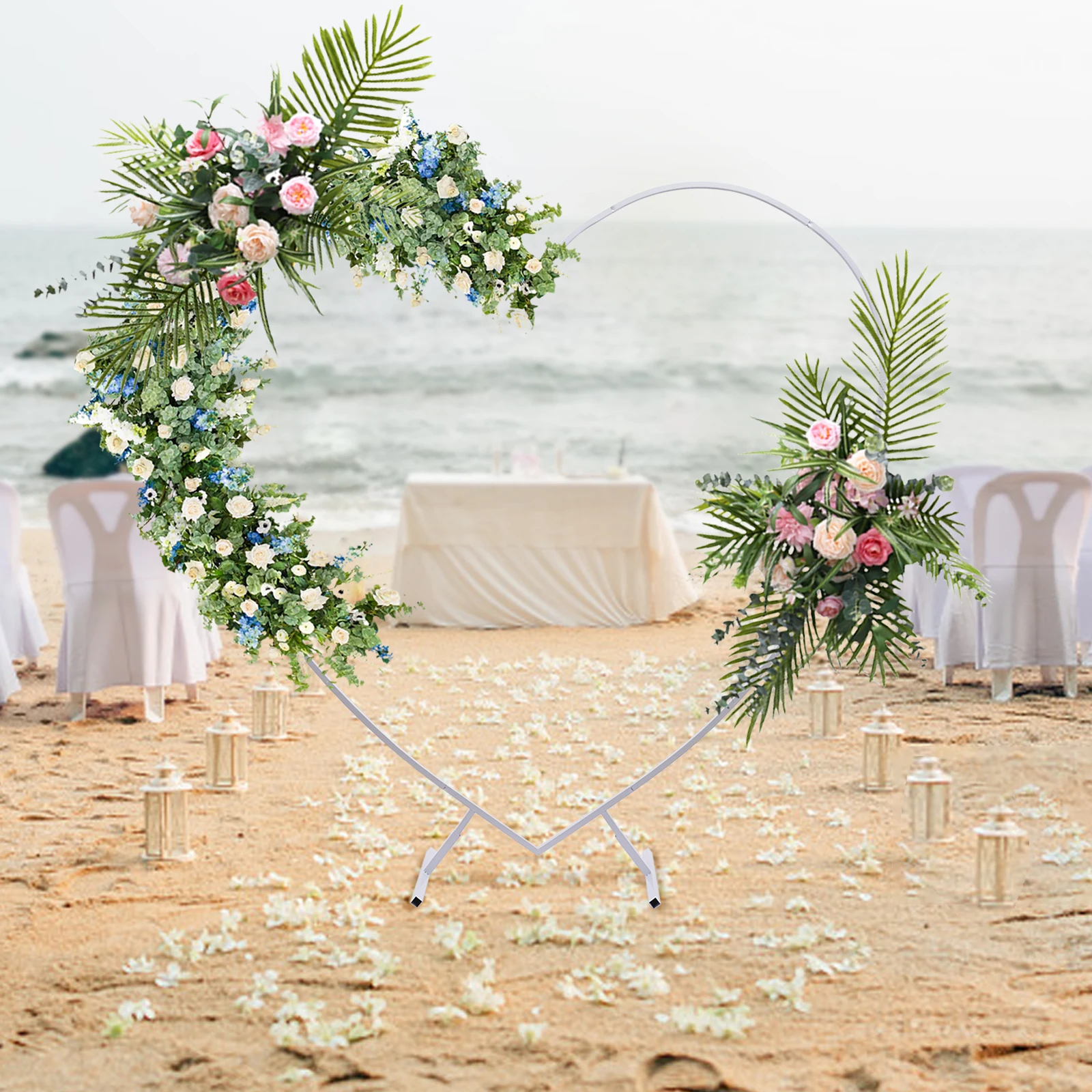 

Подставка для свадебной арки в форме сердца, 6,89 фута (2,1 м), карбоновая стальная рамка для арки любви, отдельно стоящий свадебный фон в форме сердца с грузоподъемностью 11-22 фунтов