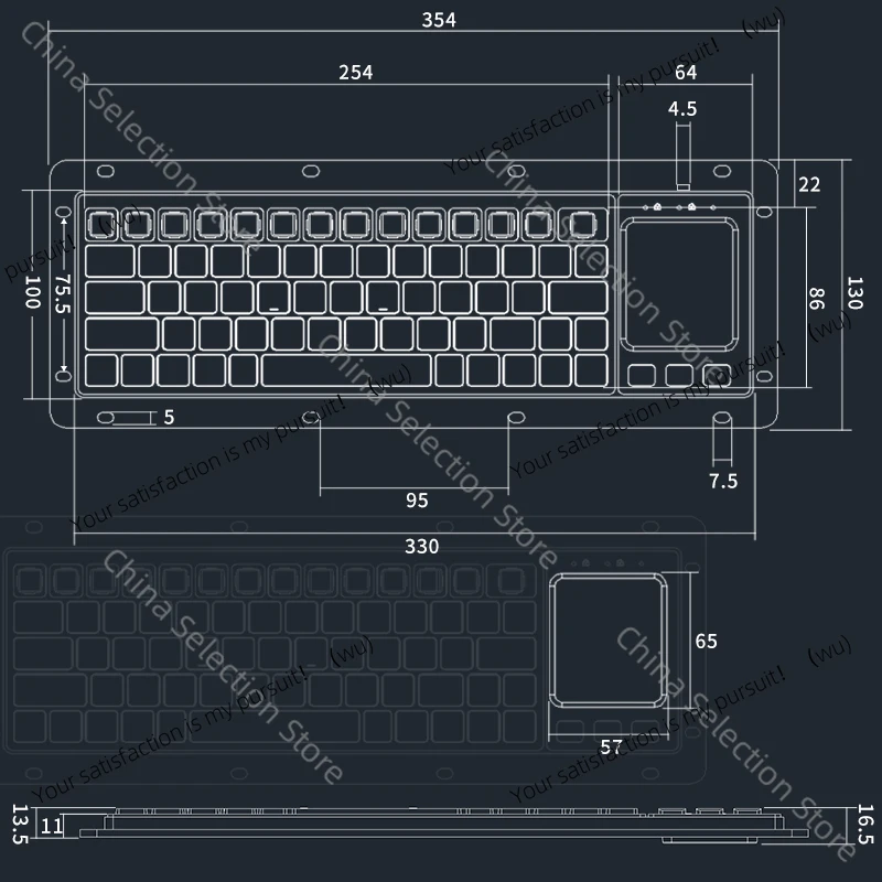Inlaid k-68 keyboard and mouse integrated wired industrial keyboard touchpad/trackball, anti-static and anti-interference