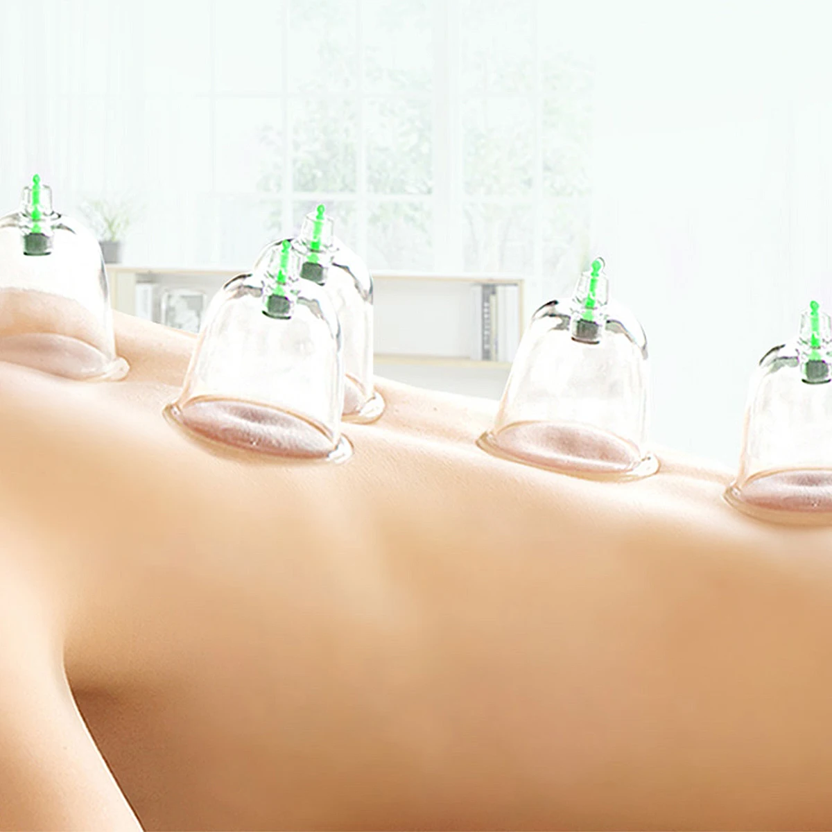 

12pcs Vacuum Cupping Therapy Set Durable Rugged Flexible Transparent Blue Tank Adjustable Vacuum Easy Observe Treatment Area
