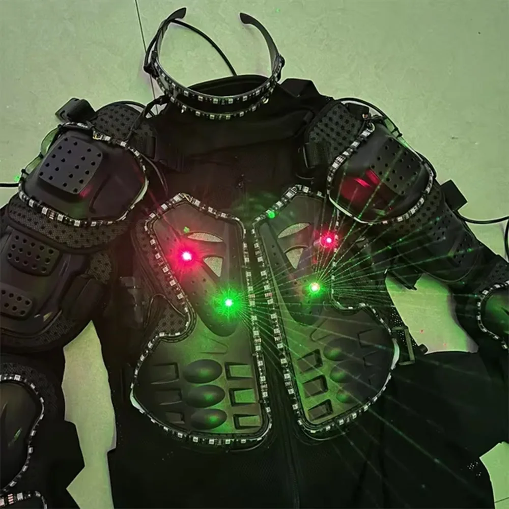 

Full Color LED Robot Costume with Red Green Lasers for DJ Stage Show Light up Luminous Robot Armor Party Show Wear