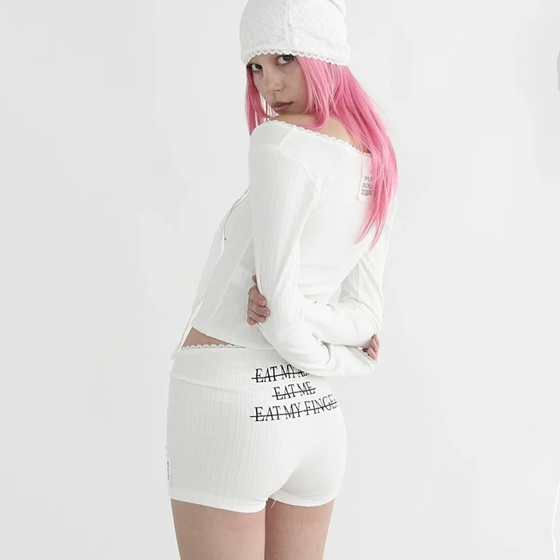 2025 Badblood Korea Sweet and Spicy Pure Lust Printed Shorts Women Safety Pants Lace Side Quad Pants Tide