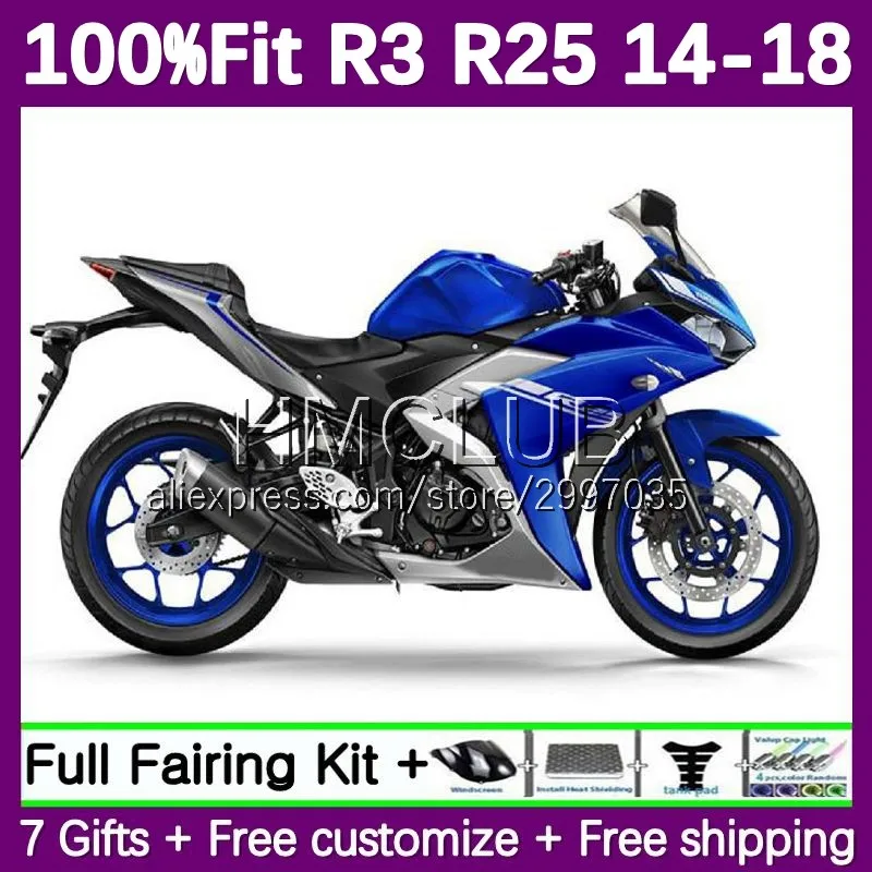 OEM Fairing For YAMAHA YZF R3 R25 R 3 25 144No.23 YZFR25 YZFR3 14 15 16 17 18 YZF-R25 2014 2015 2016 2017 2018 Body Blue silver