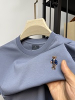 brand men's summer new short sleeve fashion exquisite embroidery silk cotton T-shirt high-quality ice silk elastic short sleeve