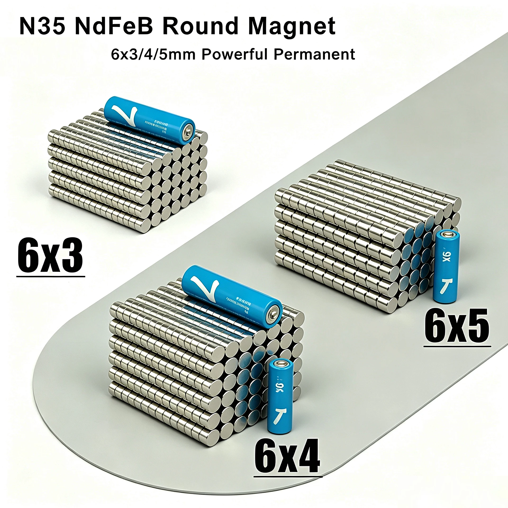 20-1000pcs 6x3 6x4 6x5mm N35 NdFeB Powerful Magnets Round Shape Office Craft Diy Fridge Magnets 6*3 6*4 6*5mm Magnetic Materials