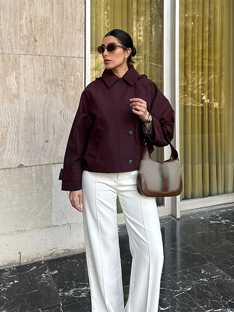 

Свободный плащ, женский повседневный плащ с капюшоном, короткая ветровка в стиле летучей мыши, верхняя одежда, однобортные куртки-бомберы с карманами