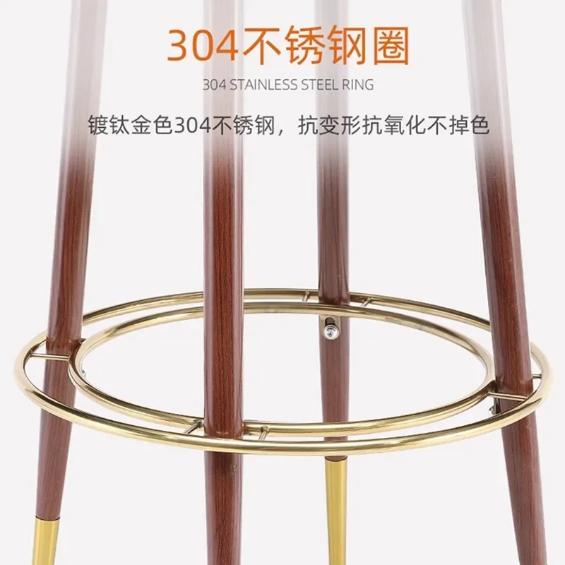Designer stainless steel bar chair, lifting rotating island high stool, light luxury high-end backrest bar chair