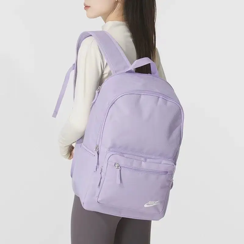 nikeheritage-23l-backpack-unisex-embroidered-small-logo-solid-color-lightweight-polyester-polyester-fiber-couple's-style-light-purple-db3300-515