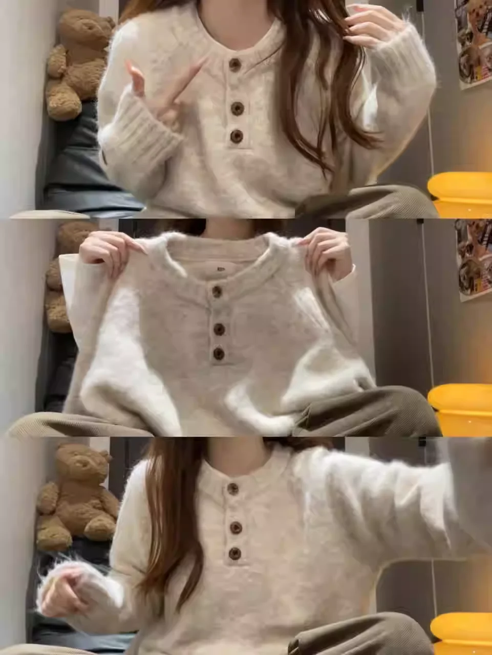 

Осень-зима Thiened Long Sve вязаный свитер женский свободный удобный мягкий уютный свитер на пуговицах футболка Sle