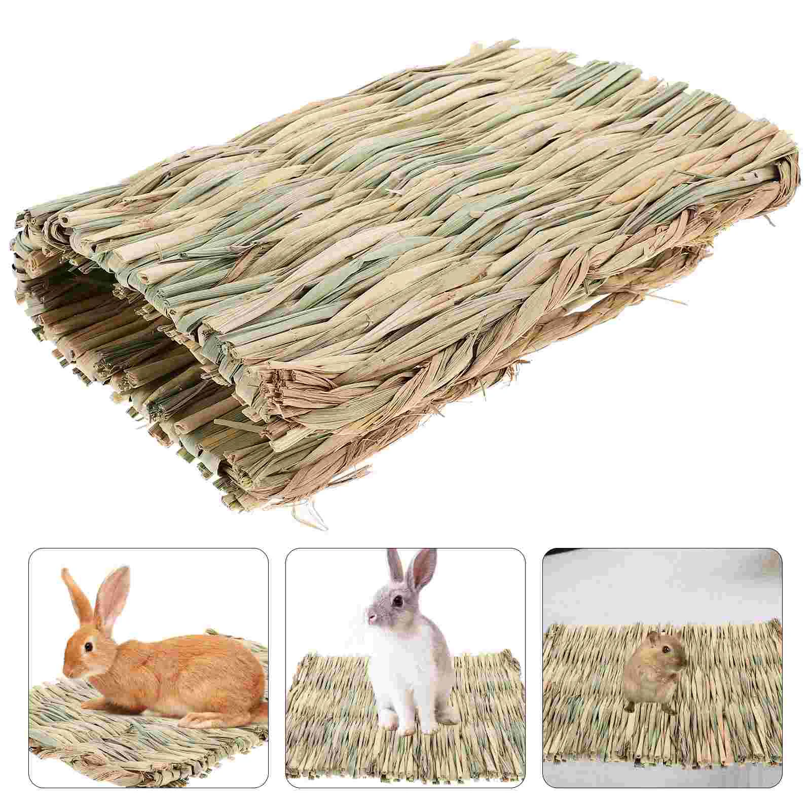 

Rabbit Cooling Mat Summer Bunny for Small Animals Pad Grass Woven Bed Guinea Pig Linens
