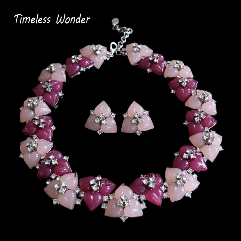 

Timeless Wonder Fancy Zircon Geo Resin Pave Necklace Stud Earrings Women Designer Jewelry Set Sweet Top Rare Classy 4612