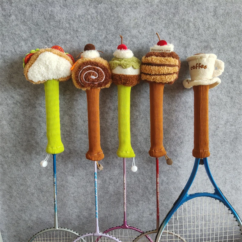 

Badminton Racket Handle Cover Plush Doll Grip Protectors Coffee Cake Sandwich Handcraft Gift