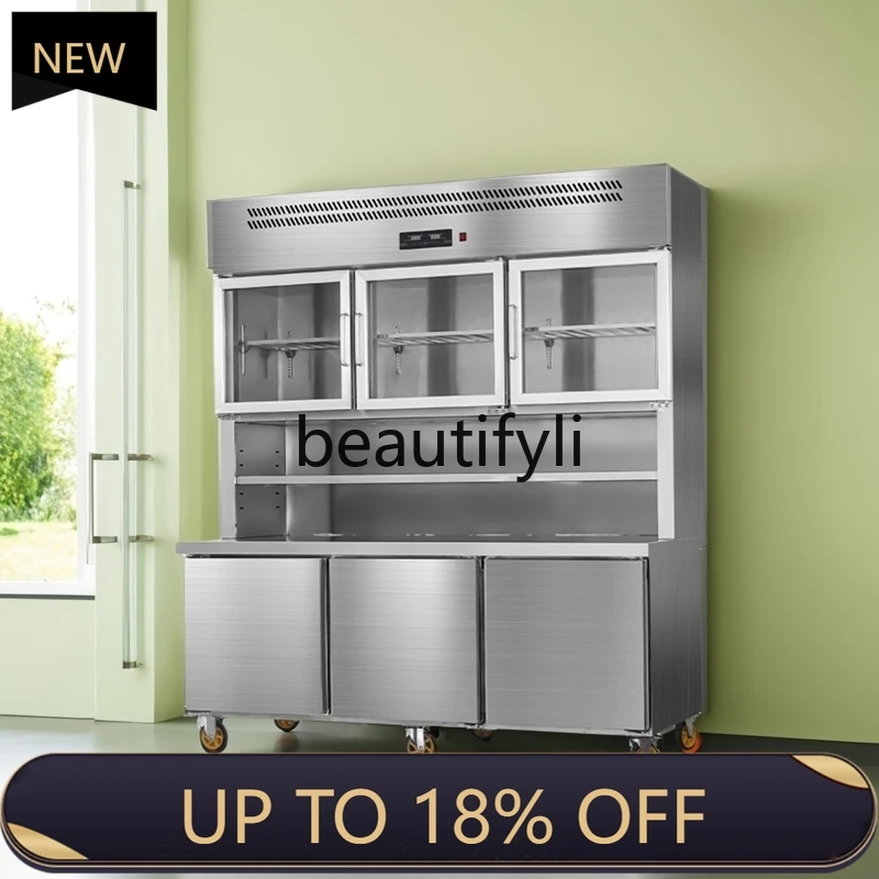 Z189 Stainless Steel Cabinet Commercial Kitchen Refrigerated and Frozen Integrated Dual Temperature Display Cabinet