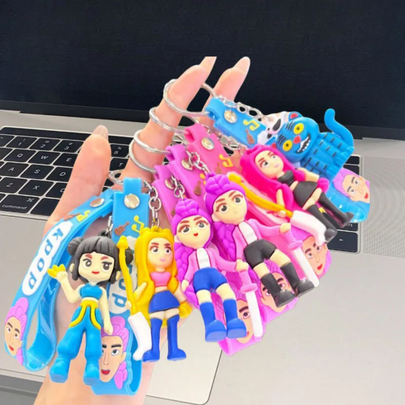

New K-pop Demon Hunters Keychain Kawaii Soft Vinyl Figurine Bag Charm Gift Cartoon Character Rumi Keychain