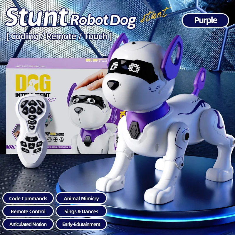 Chien Robot intelligent multifonctionnel pour enfants, animal de compagnie RC Programmable interactif tactile avec cascades électriques, meilleur jouet cadeau