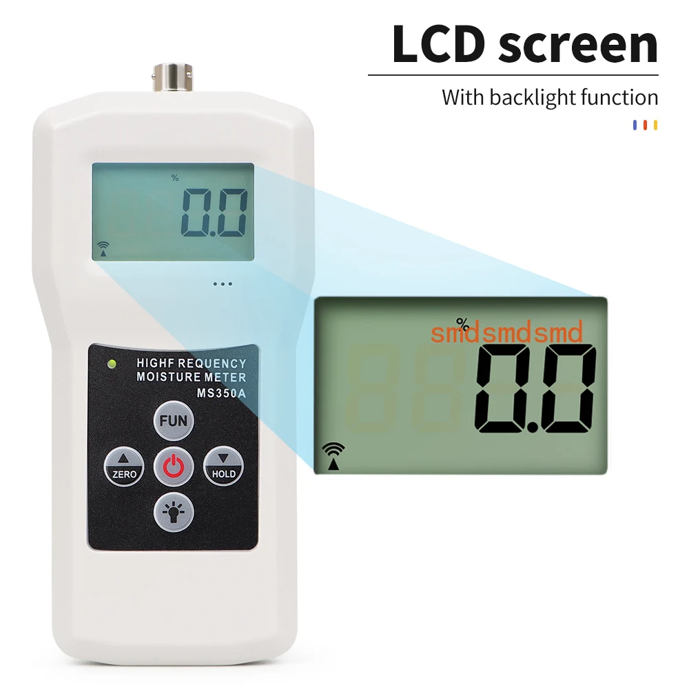 MS350 MS350A Moisture Tester LCD High Frequency Moisture Meter Humidity Content Analyzer for Silver Sand Chemical Powder