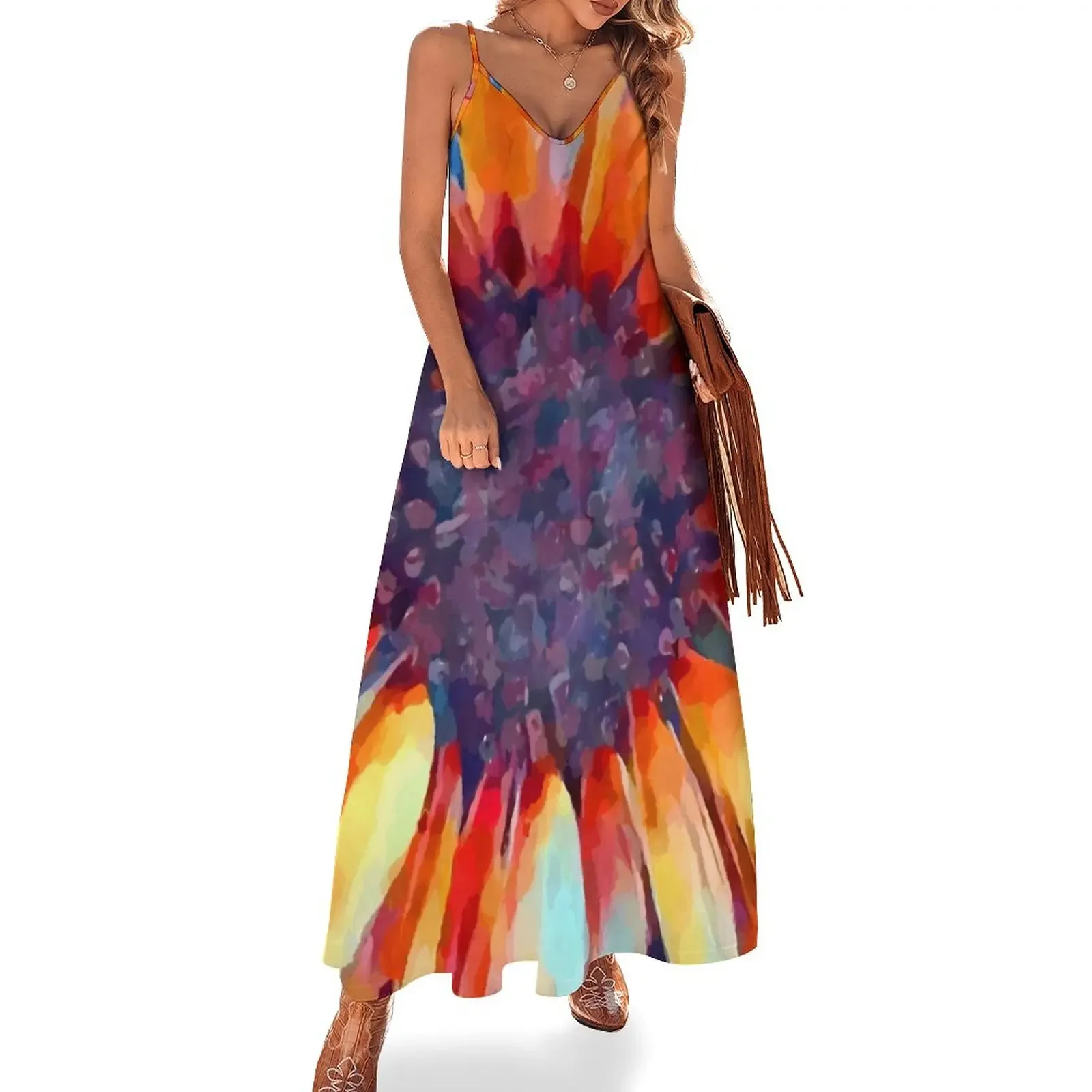 

Sunflower Watercolor Sleeveless Dress women long dresses luxury dresses