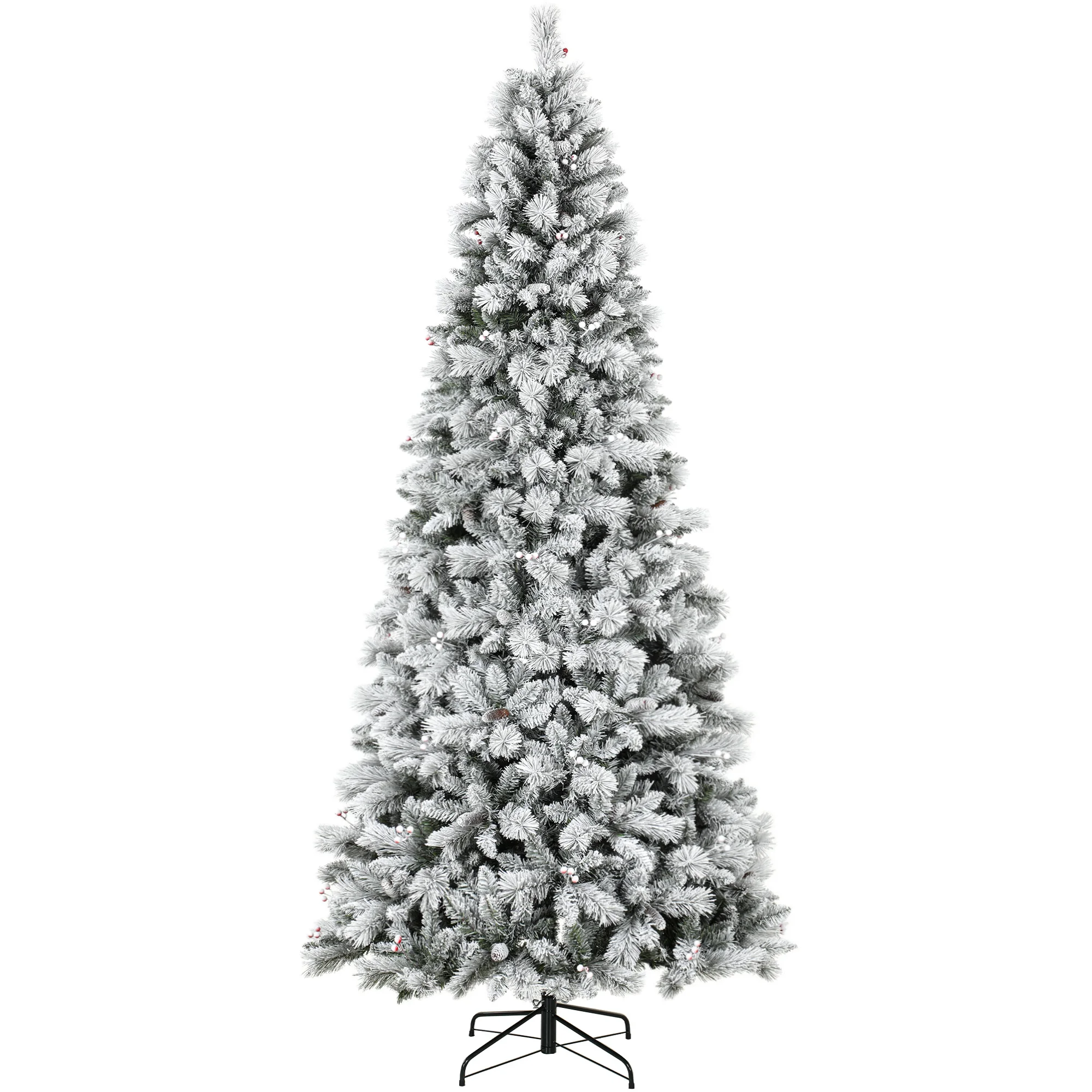 Homcom kerstboom, 270 cm, met 1507 takken en een inklapbare metalen voet, wit.