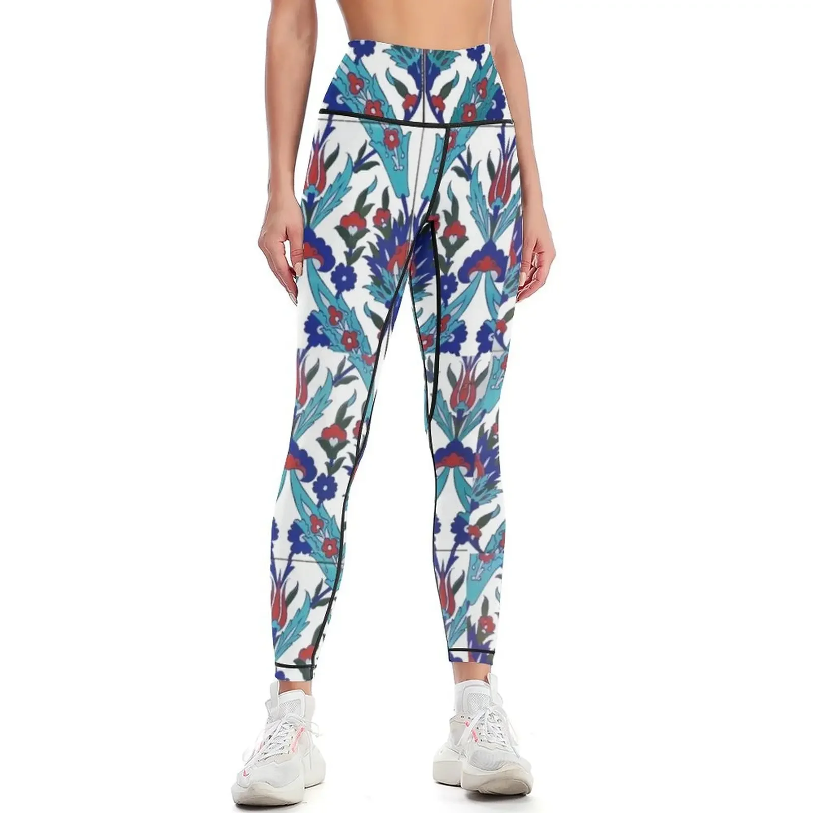 

Turkish Iznik Floral Pattern Leggings Women sportwear exercise clothing for sports shirts gym sports for push up Womens Leggings