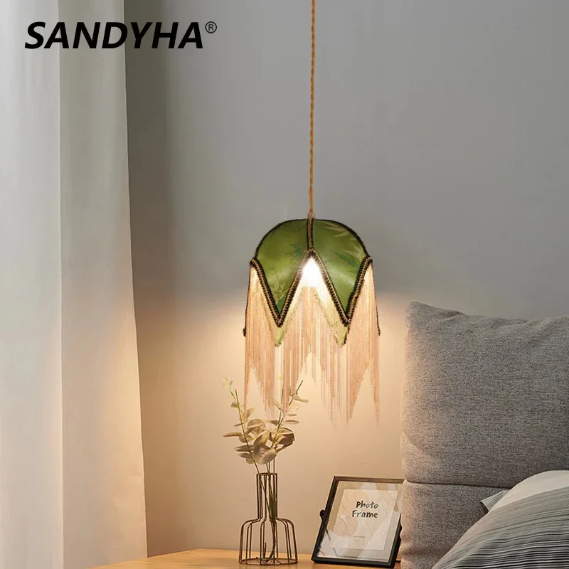 

SANDSHA French Fabric Art Lampshade Design Pendant Light LED Lamp Apply To Living Room Decoration Dining Table Lighting Fixtures