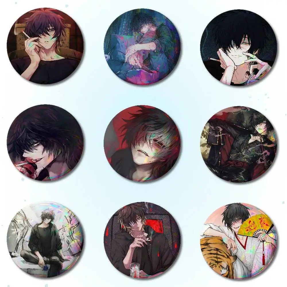 Slow Damage Badges Round Brooch Cute Cartoon Idol Cosplay Badges DIY Backpack Clothing Jewelry Pins