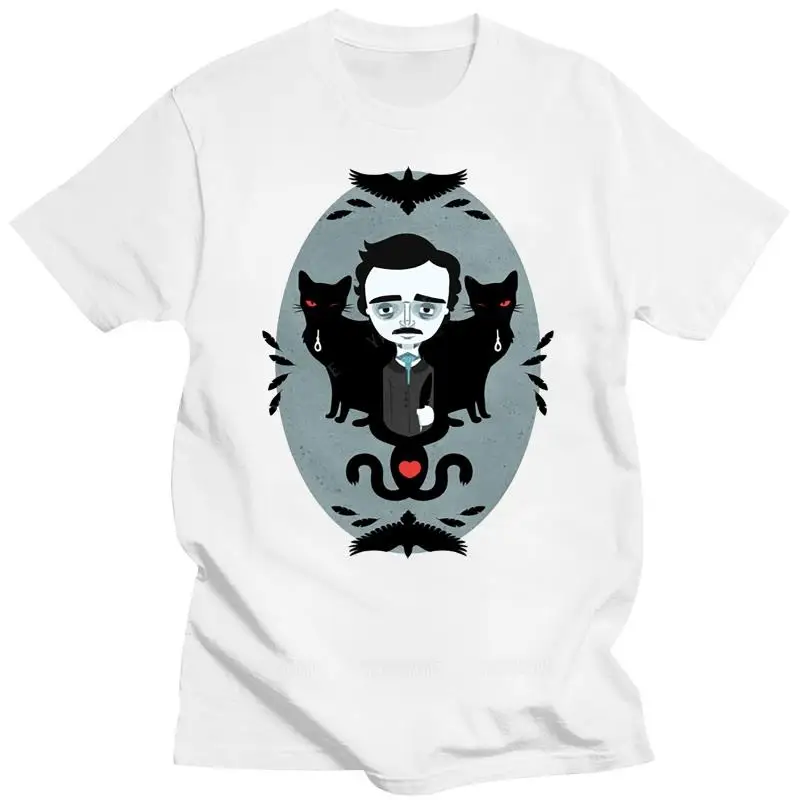 Camiseta de algodón con estampado de dibujos animados para hombre, camisa con estampado de gato negro de terror, Batman, Poe y Friends, recién llegado