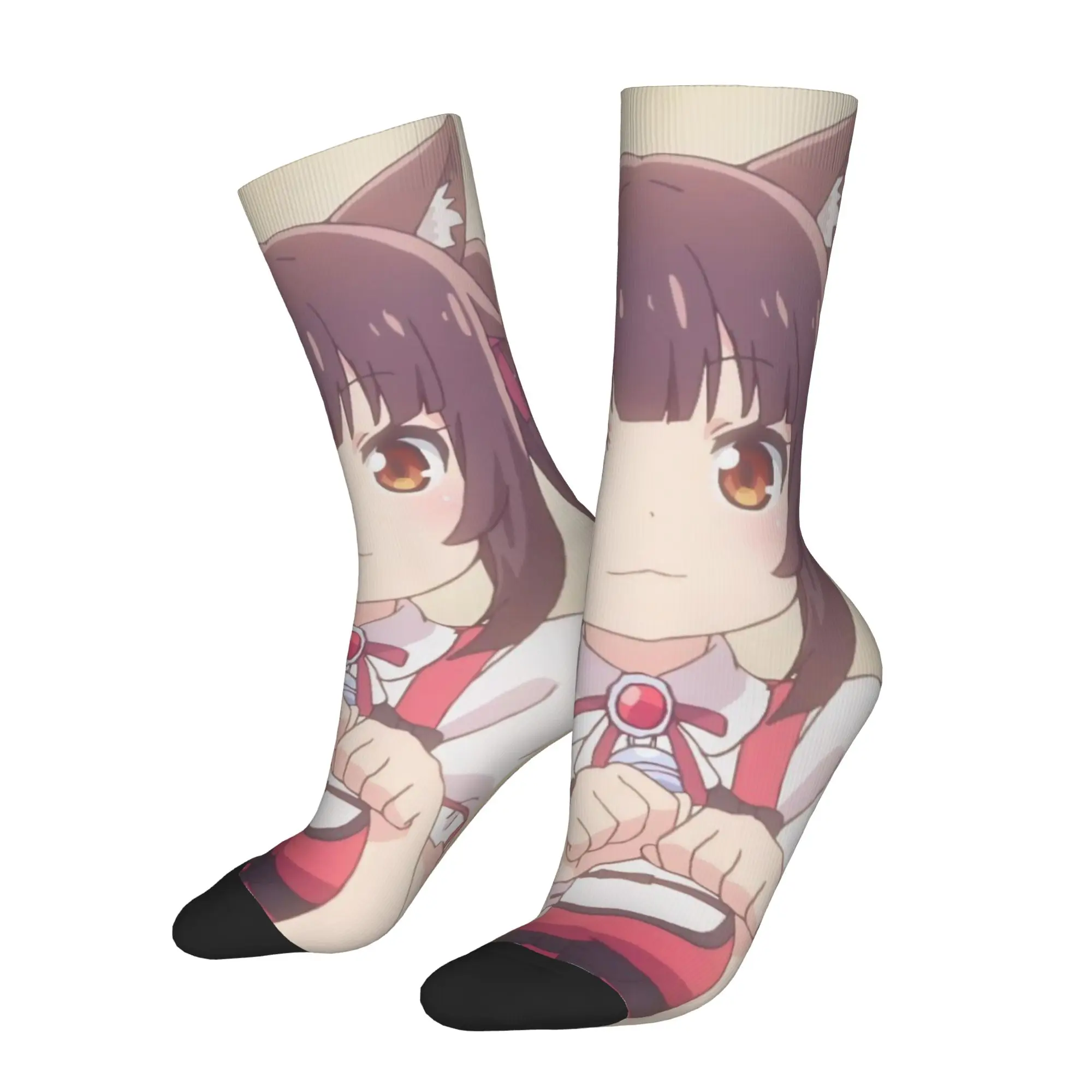 

Winter Warm Crazy Design Men's Women's Chocola and Vanilla Nekopara Anime Catgirls Socks Sweat Absorbing Basketball Socks