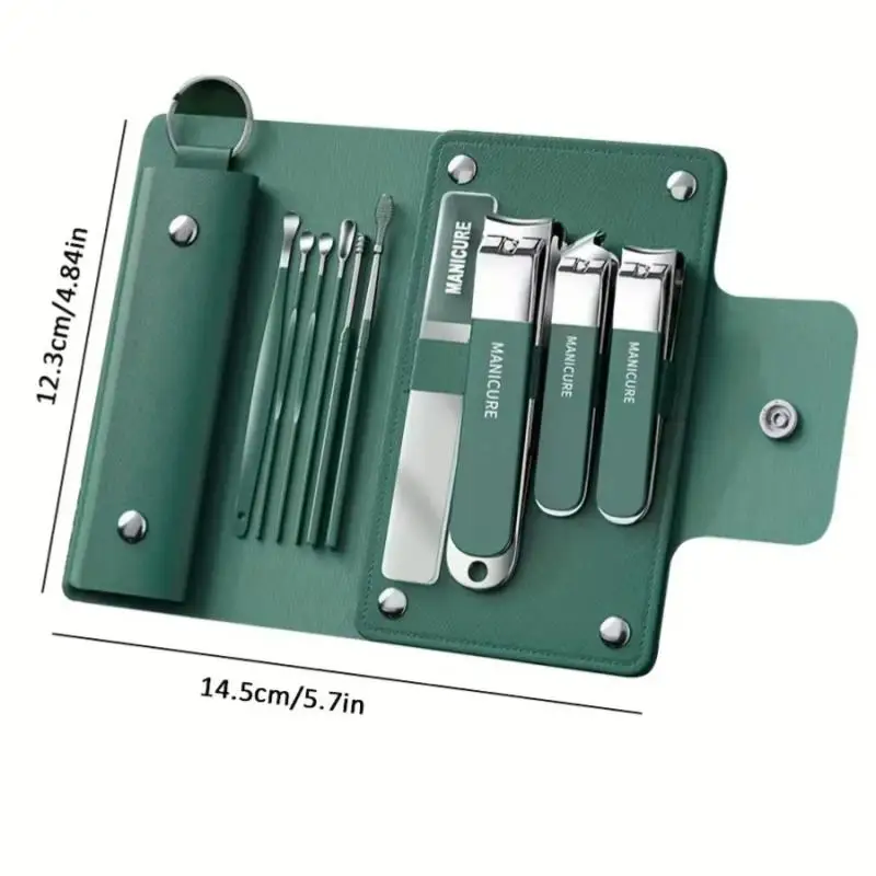 1Set 10Pcs Nail Clipper Set, Complete Set, Nail Files, Stainless Steel Ear Picks, Spoons, Portable Nail Kit Tools Bag