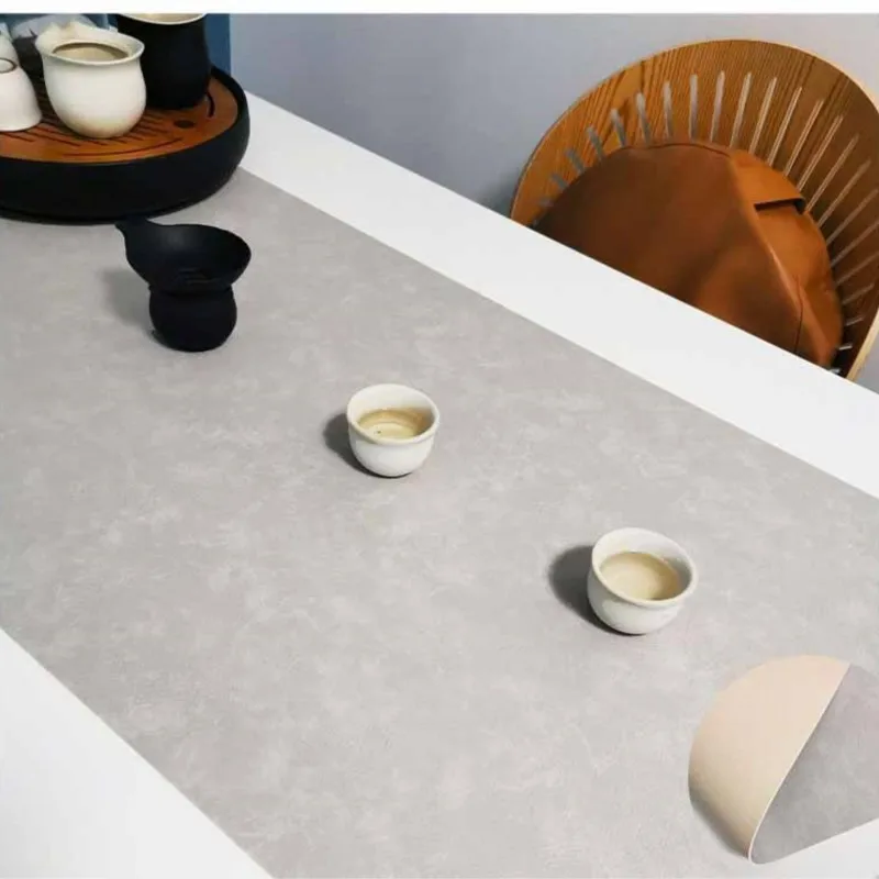 Thickened PU Leather Tea Mat Chinese Zen Style Waterproof Oil Resistant Heat-insulating Table Mat Retro Rectangular Tea MatZJ162