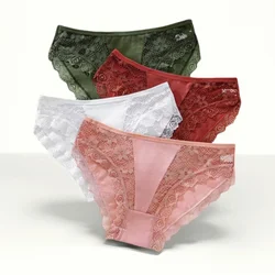 Women Cotton Panties Low-Rise Briefs Patchwork Lace Underwear M-XL Female Soft Underpants Sexy Lingerie Underpants Intimates