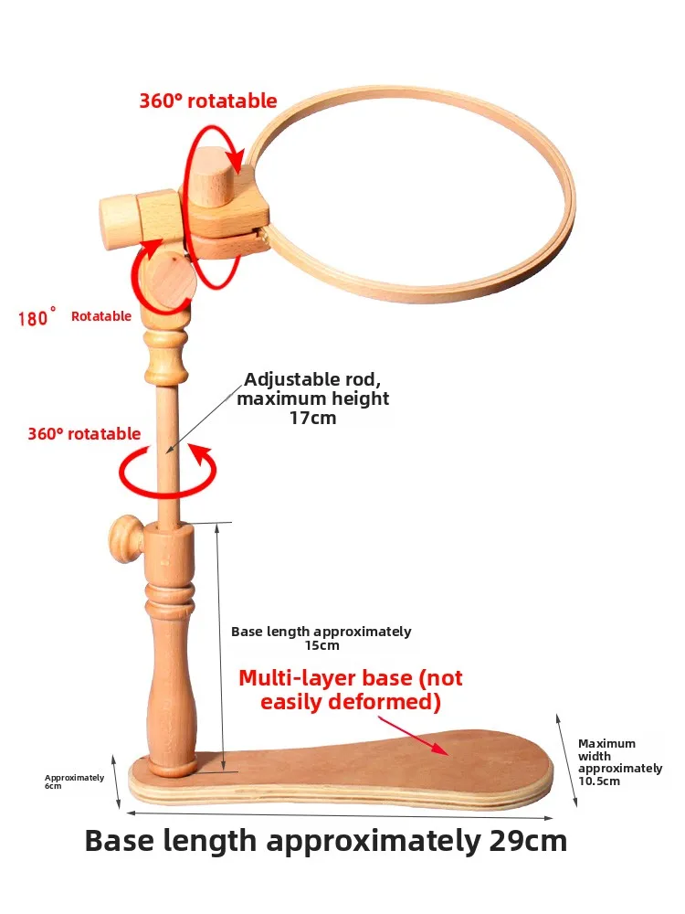 Portable Wooden Cross Stitch Embroidery Frame Adjustable Tri-Rotation Stand Beadboard DIY Sewing Tools Cross-stitch Frame