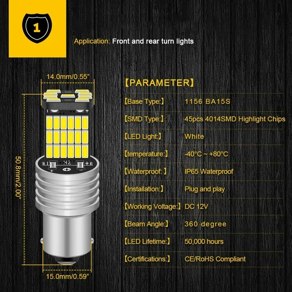 2 Pairs Wit BA15S 1156 7506LED Waterdichte Lamp Auto Richtingaanwijzer Achteruitrijlichten Omkeren Remlichten Utility