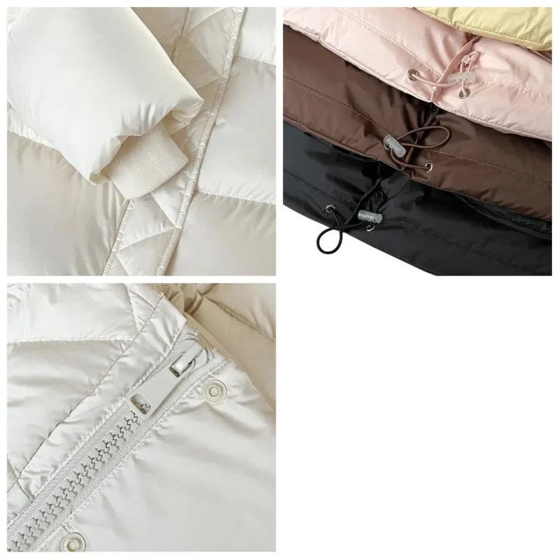 High Quality Women Solid Color Commute High-end Series Down Jacket Puffs  Short Cloud Thick Loose Hooded Warmth Lady Coat New