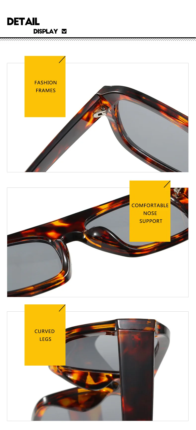 Vintage Quadratische Sonnenbrille für Frauen Luxus Marke Großen Dicken Rahmen Leopard Weibliche Sonnenbrille Männer Mode Designer Brillen – Detail 11
